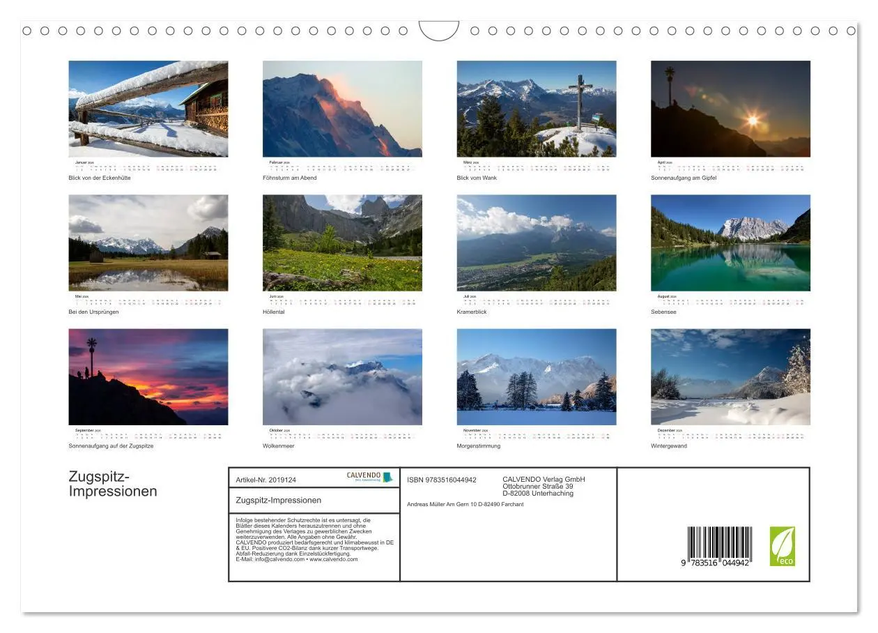 Bild: 9783516044942 | Zugspitz-Impressionen (Wandkalender 2026 DIN A3 quer), CALVENDO...