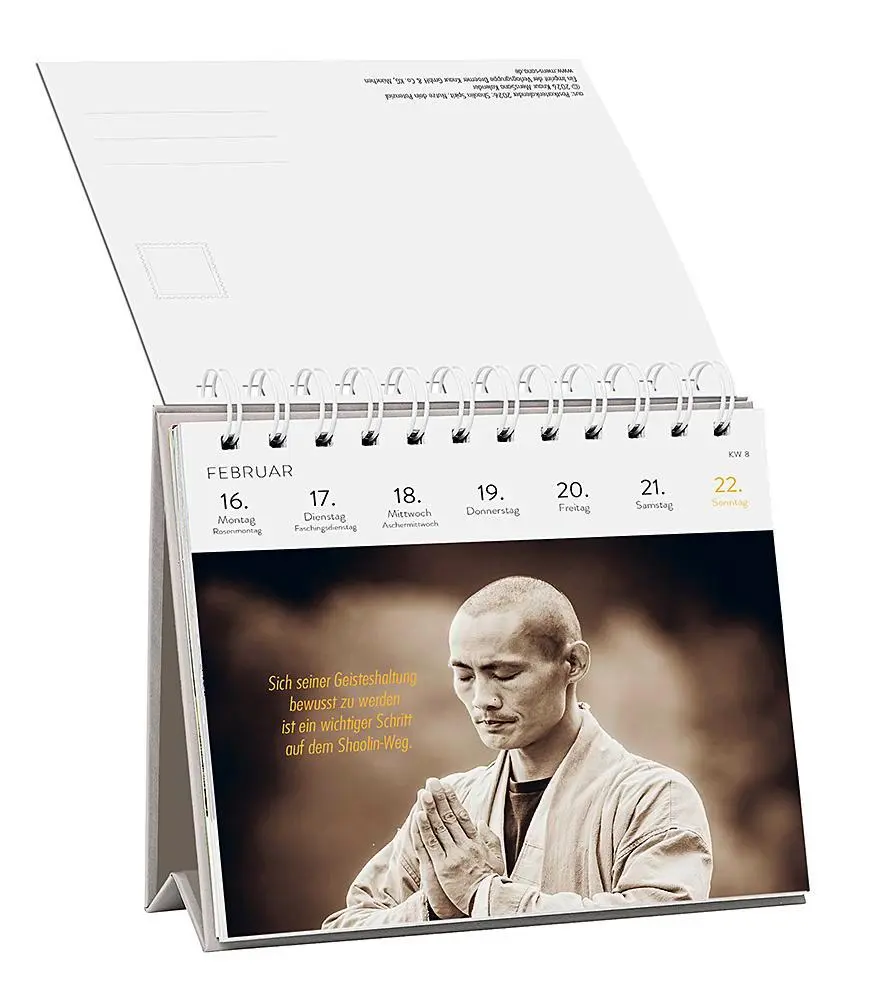 Bild: 4251693905042 | Postkartenkalender 2026: Shaolin Spirit | Shi Heng Yi | Kalender