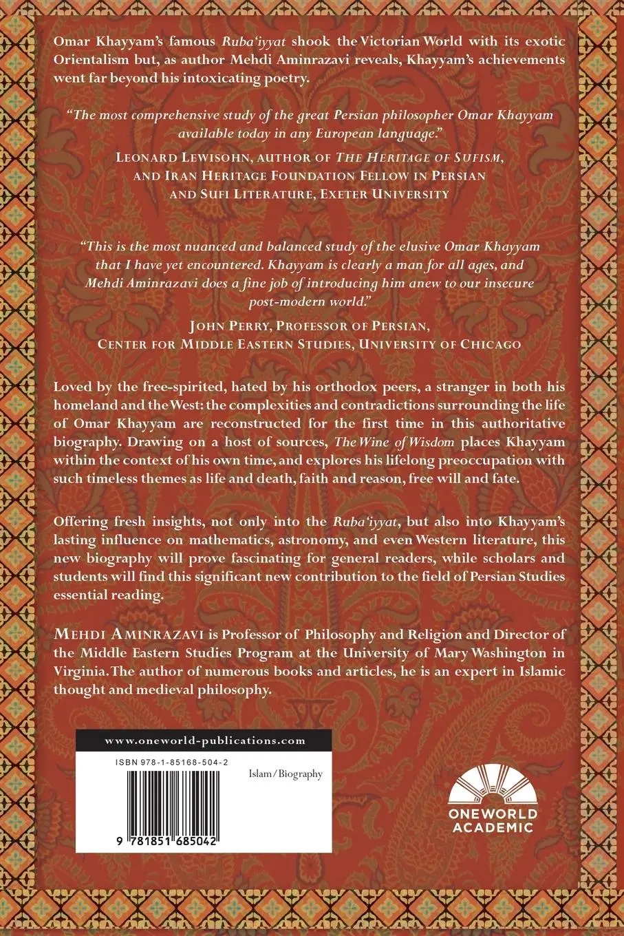 Rückseite: 9781851685042 | Wine of Wisdom | Mehdi Aminrazavi | Taschenbuch | Englisch | 2007