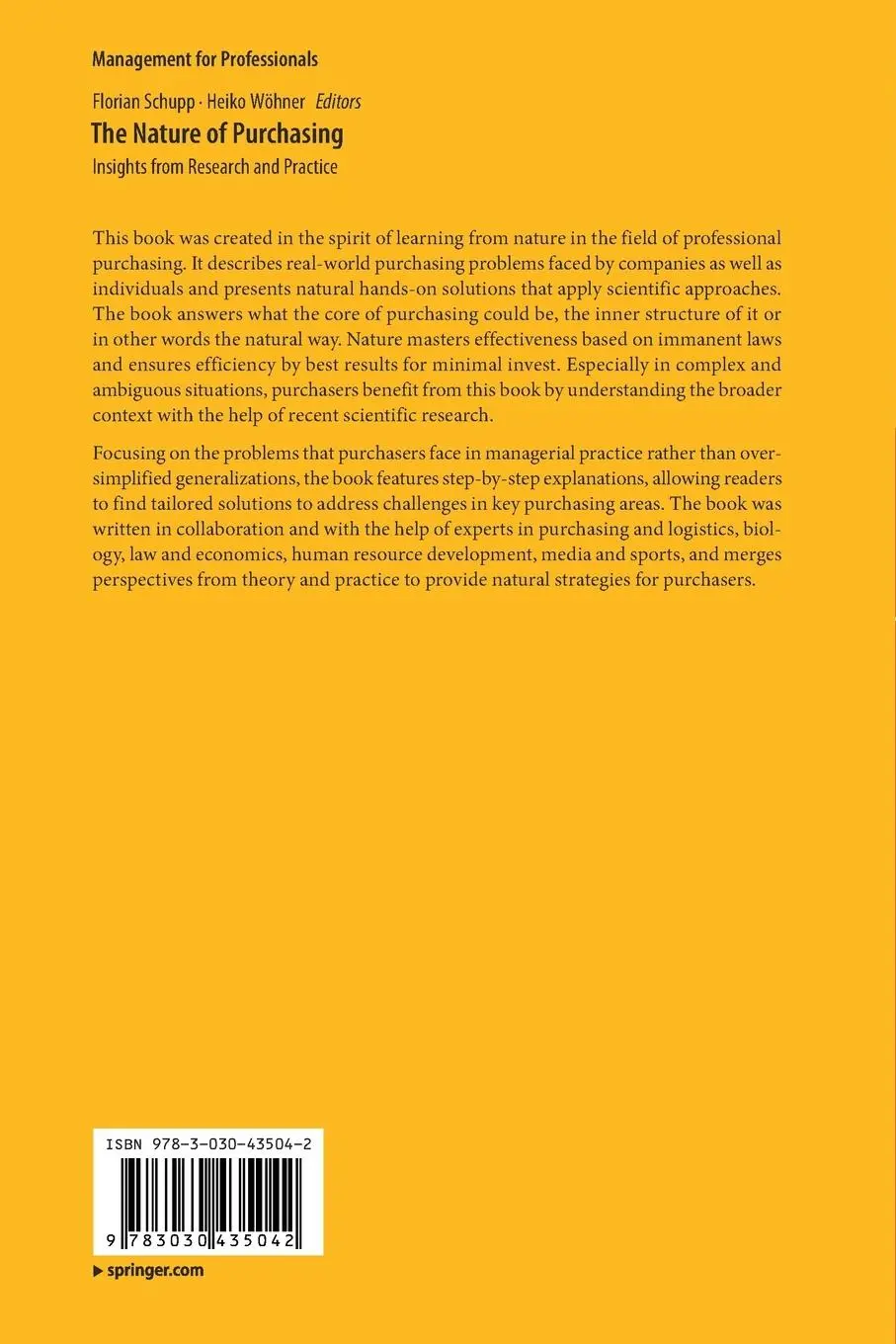 Rückseite: 9783030435042 | The Nature of Purchasing | Insights from Research and Practice | Buch