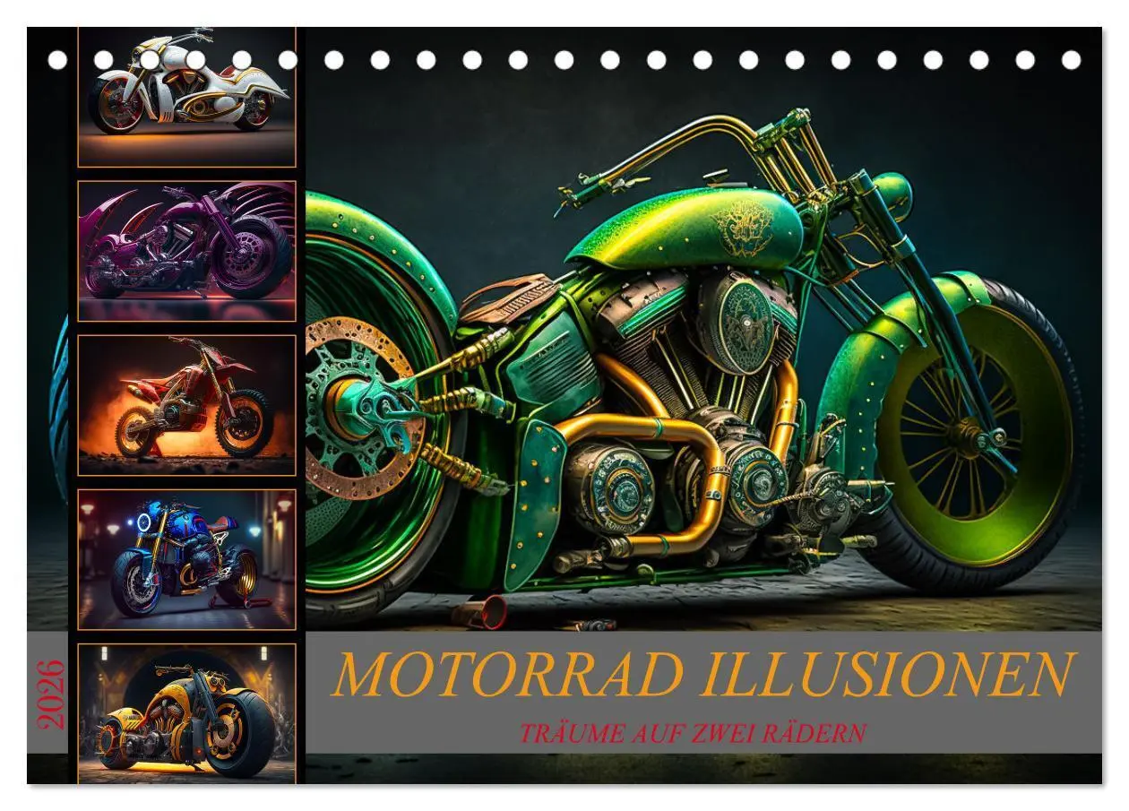 Cover: 9783457535042 | Motorrad illusionen (Tischkalender 2026 DIN A5 quer), CALVENDO...