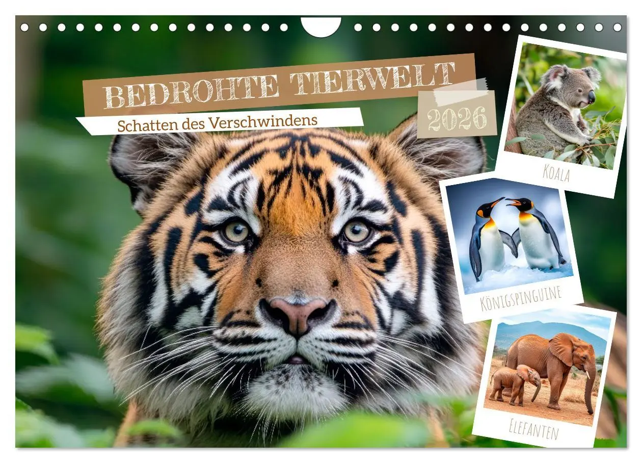 Cover: 9783516005042 | Bedrohte Tierwelt SCHATTEN DES VERSCHWINDENS (Wandkalender 2026 DIN...