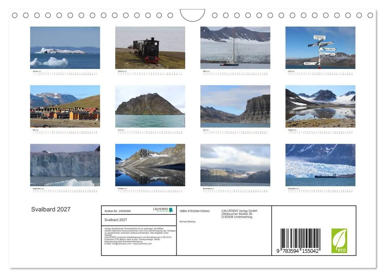 Bild: 9783594155042 | Svalbard 2027 (Wandkalender 2027 DIN A4 quer), CALVENDO Monatskalender
