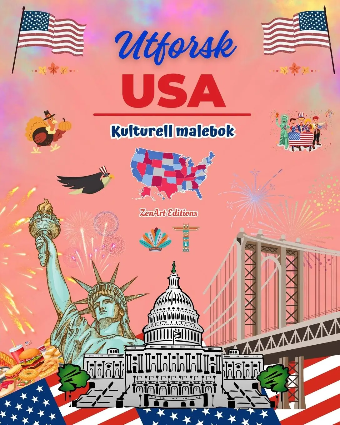 Utforsk USA - Kulturell malebok - Kreativ design av amerikanske symboler