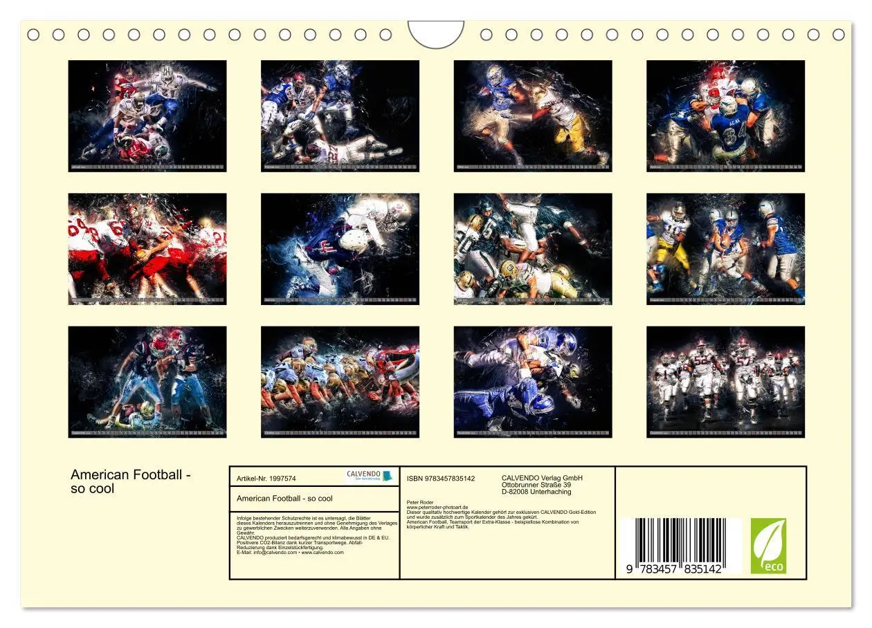 Bild: 9783457835142 | American Football - so cool (Wandkalender 2026 DIN A4 quer),...