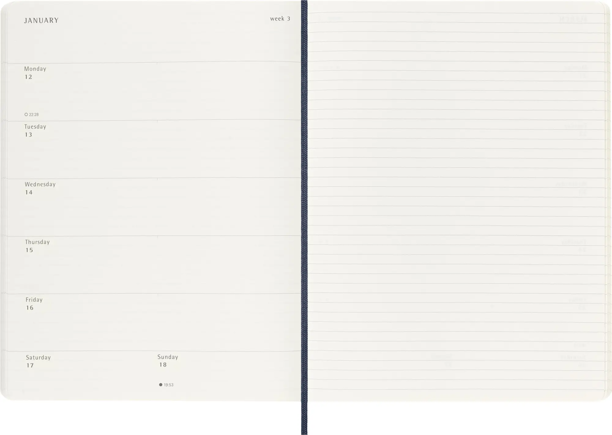 Bild: 8056999275242 | Moleskine 12 Monate Tageskalender 2026, XL, 1 Tag = 1 Seite, rechts...