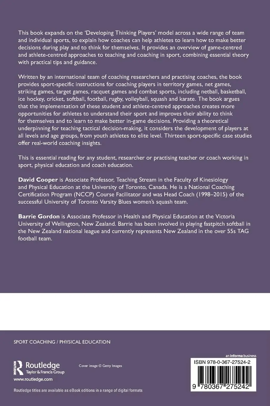 Rückseite: 9780367275242 | Tactical Decision-Making in Sport | David Cooper (u. a.) | Taschenbuch