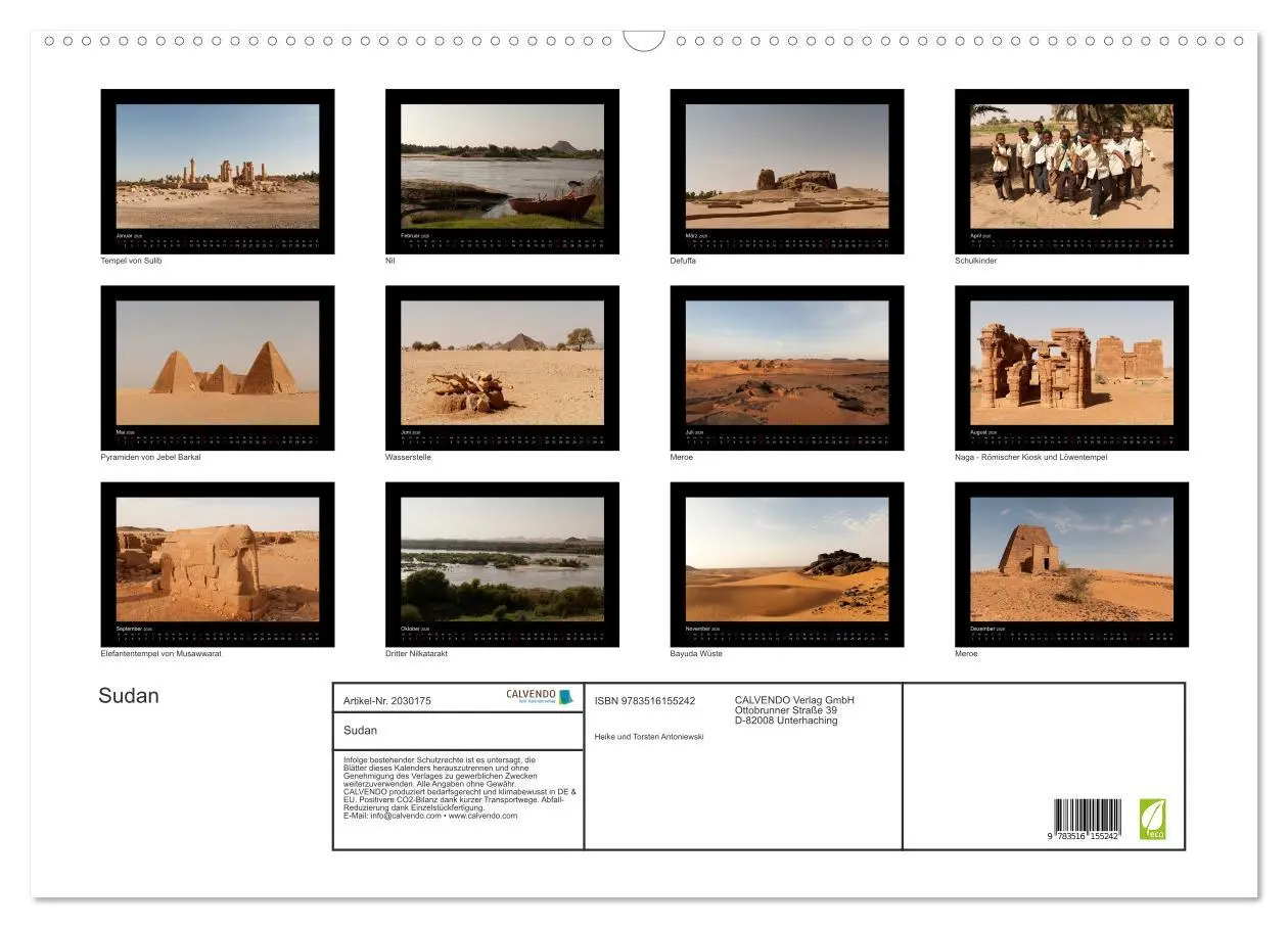 Bild: 9783516155242 | Sudan (Wandkalender 2026 DIN A2 quer), CALVENDO Monatskalender | 2026