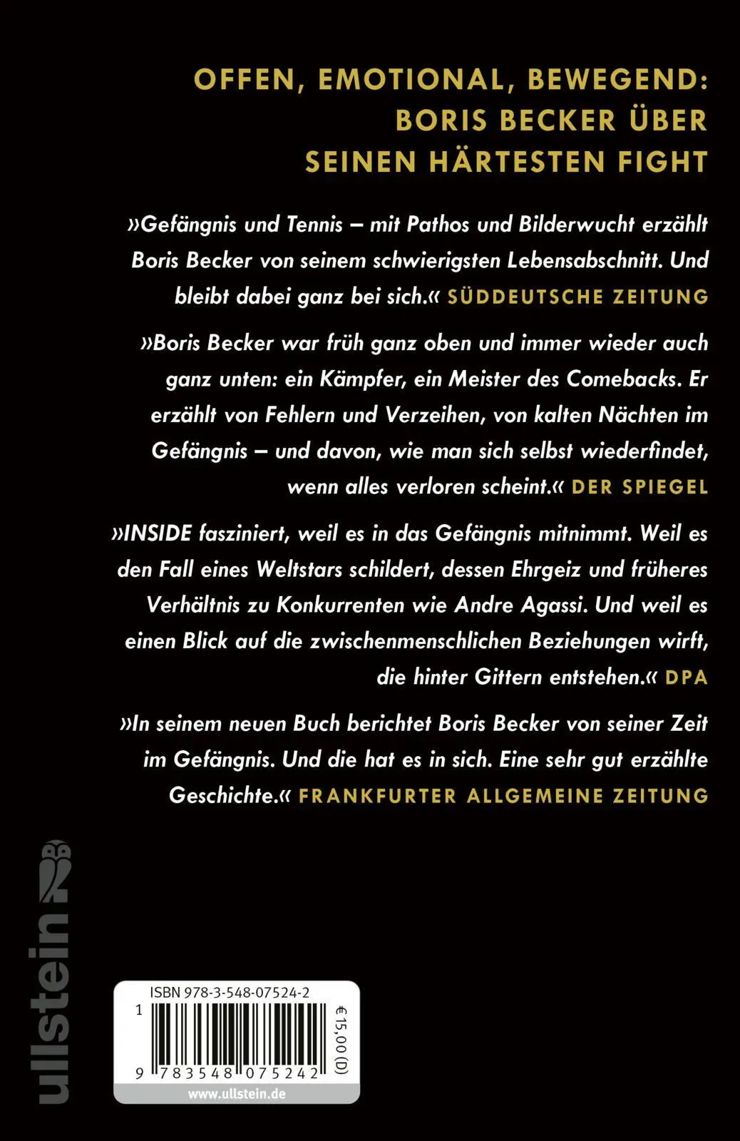 Autor: 9783548075242 | Inside | Gewinnen - Verlieren - Neu beginnen | Boris Becker | Buch
