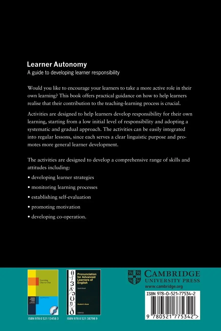 Rückseite: 9780521775342 | Learner Autonomy | A Guide to Developing Learner Responsibility | Buch
