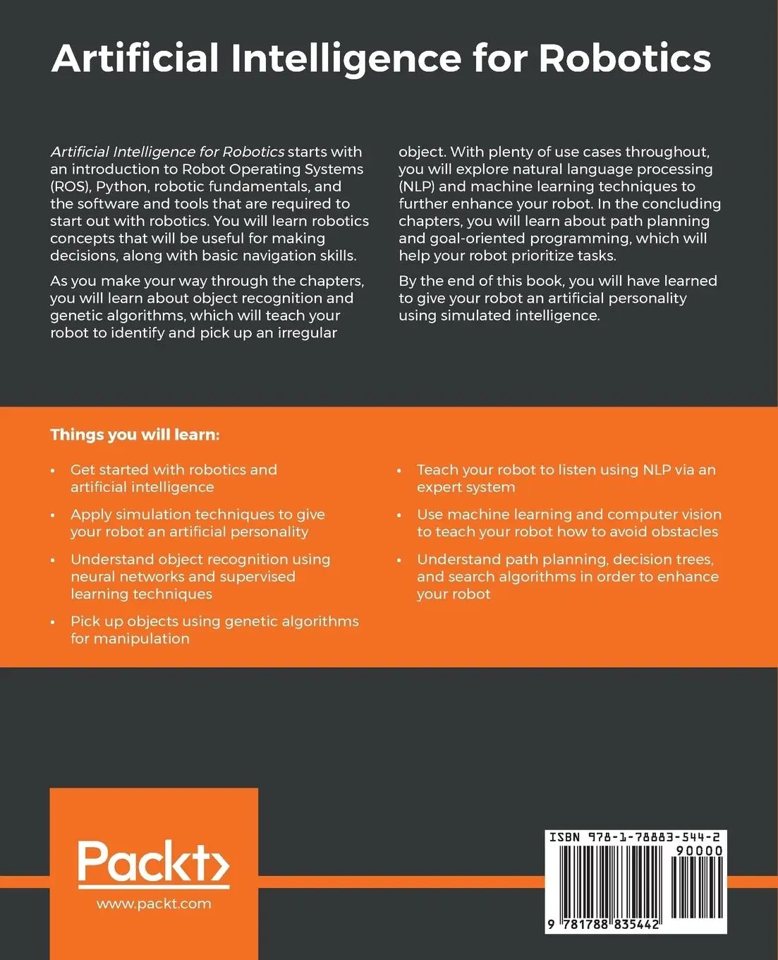 Rückseite: 9781788835442 | Artificial Intelligence for Robotics | Francis X. Govers | Taschenbuch