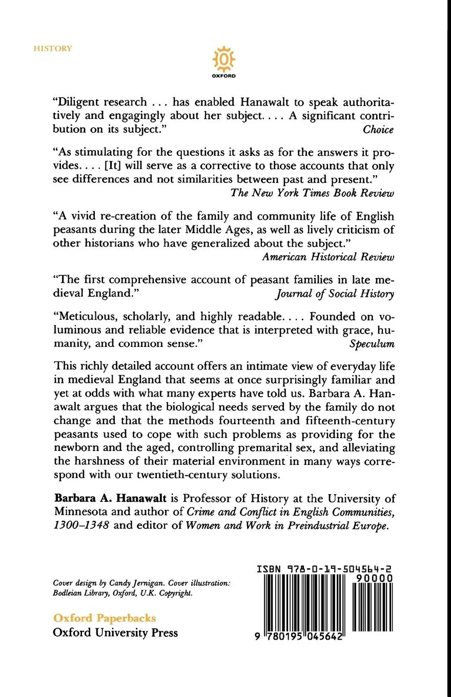 Rückseite: 9780195045642 | The Ties That Bound | Peasant Families in Medieval England | Hanawalt