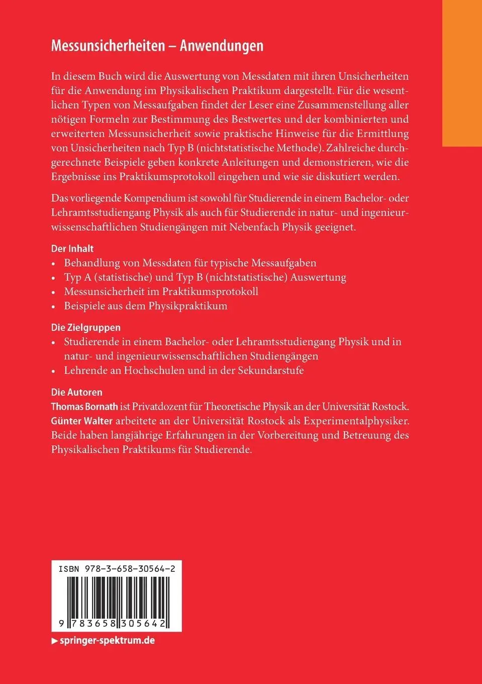Rückseite: 9783658305642 | Messunsicherheiten - Anwendungen | Für das Physikalische Praktikum
