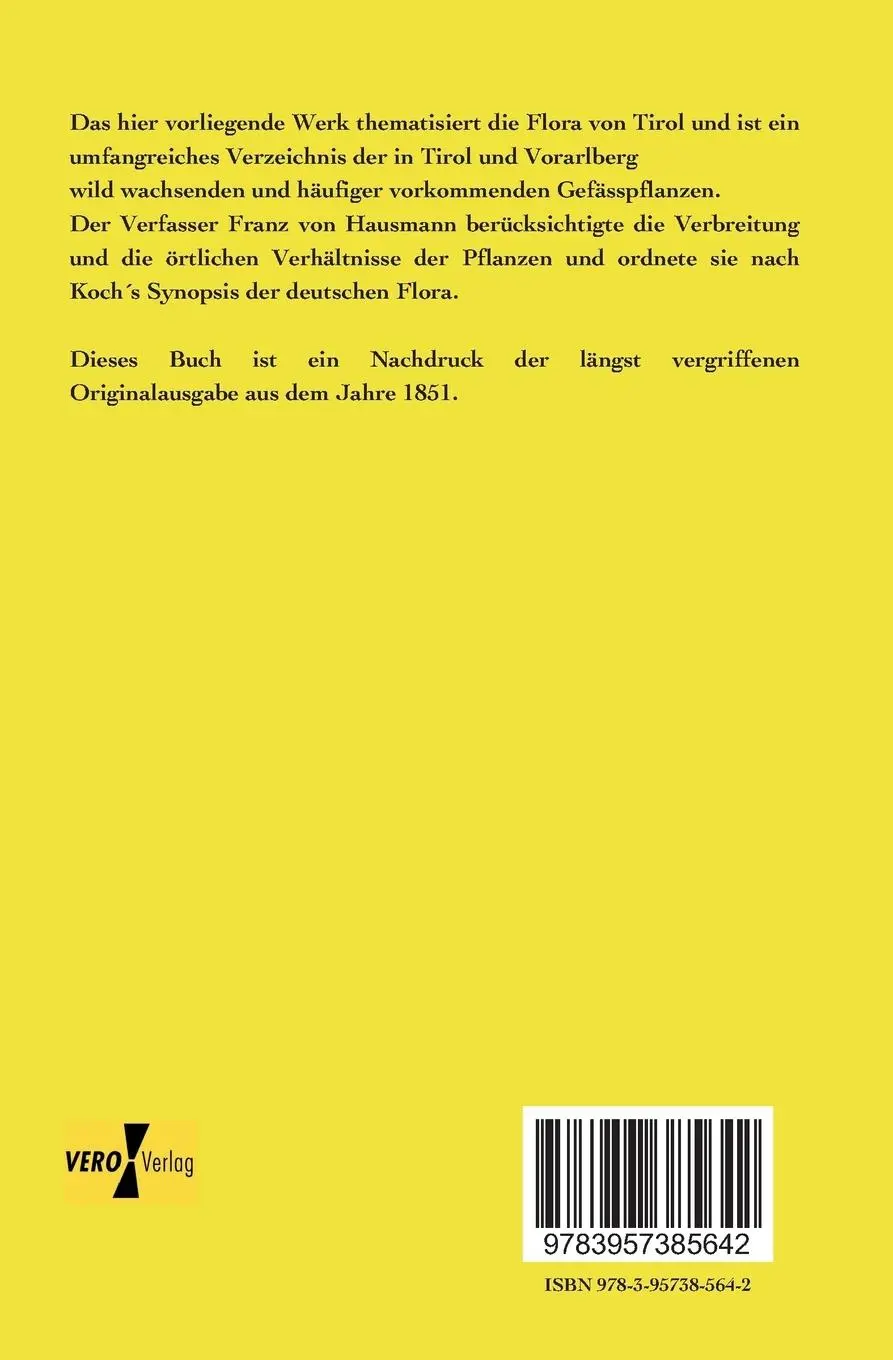 Rückseite: 9783957385642 | Flora von Tirol | Franz Von Hausmann | Taschenbuch | 588 S. | Deutsch