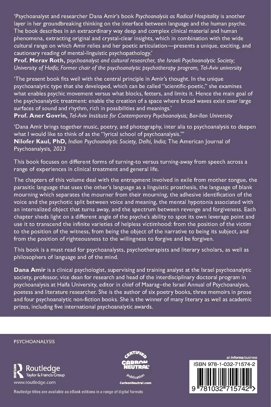 Rückseite: 9781032715742 | Psychoanalysis as Radical Hospitality | Dana Amir | Taschenbuch | 2024