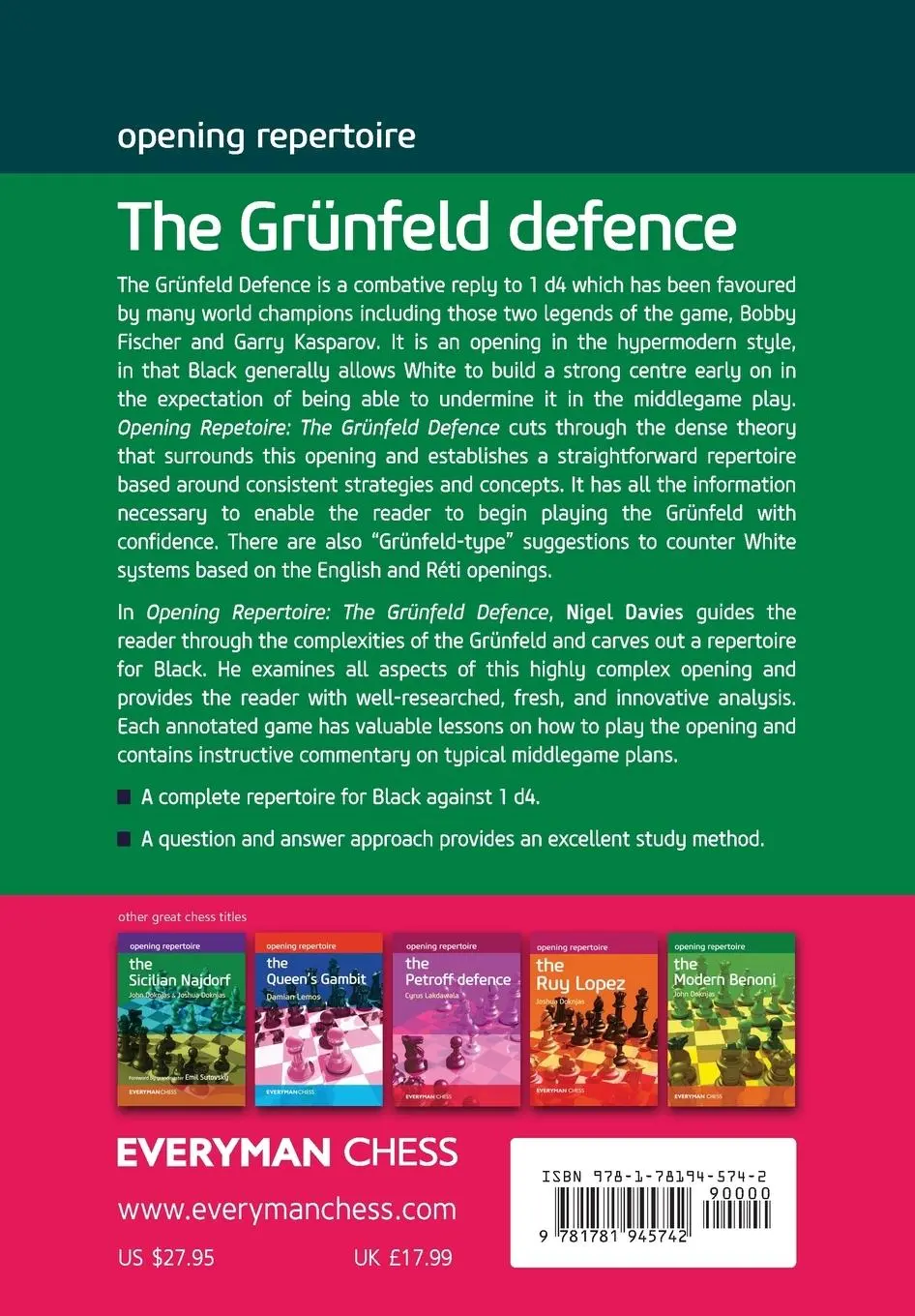 Rückseite: 9781781945742 | Opening Repertoire | The Grünfeld Defence | Nigel Davies | Taschenbuch