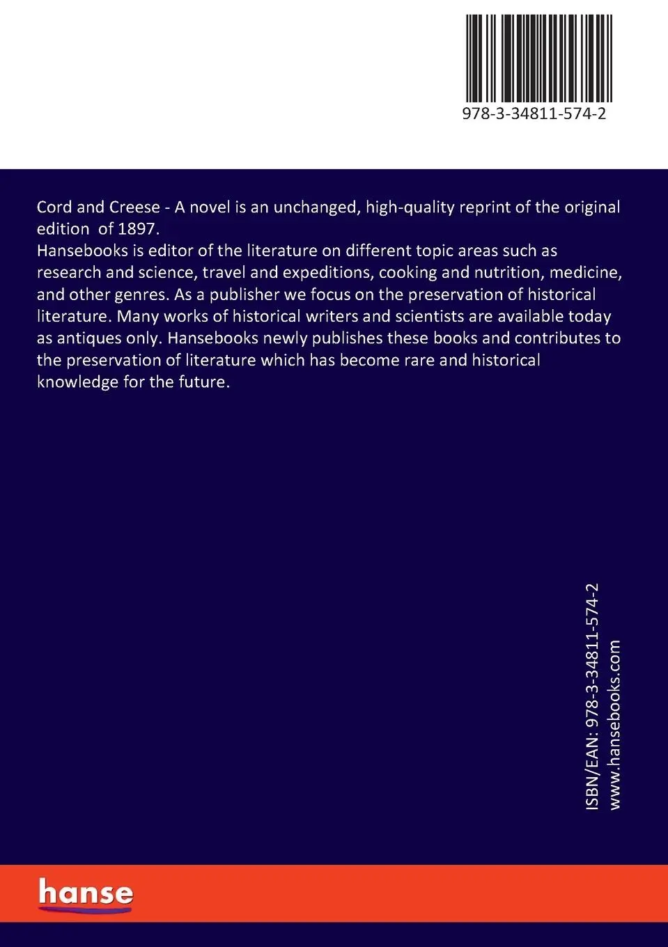 Rückseite: 9783348115742 | Cord and Creese | A novel | James De Mille | Taschenbuch | Englisch