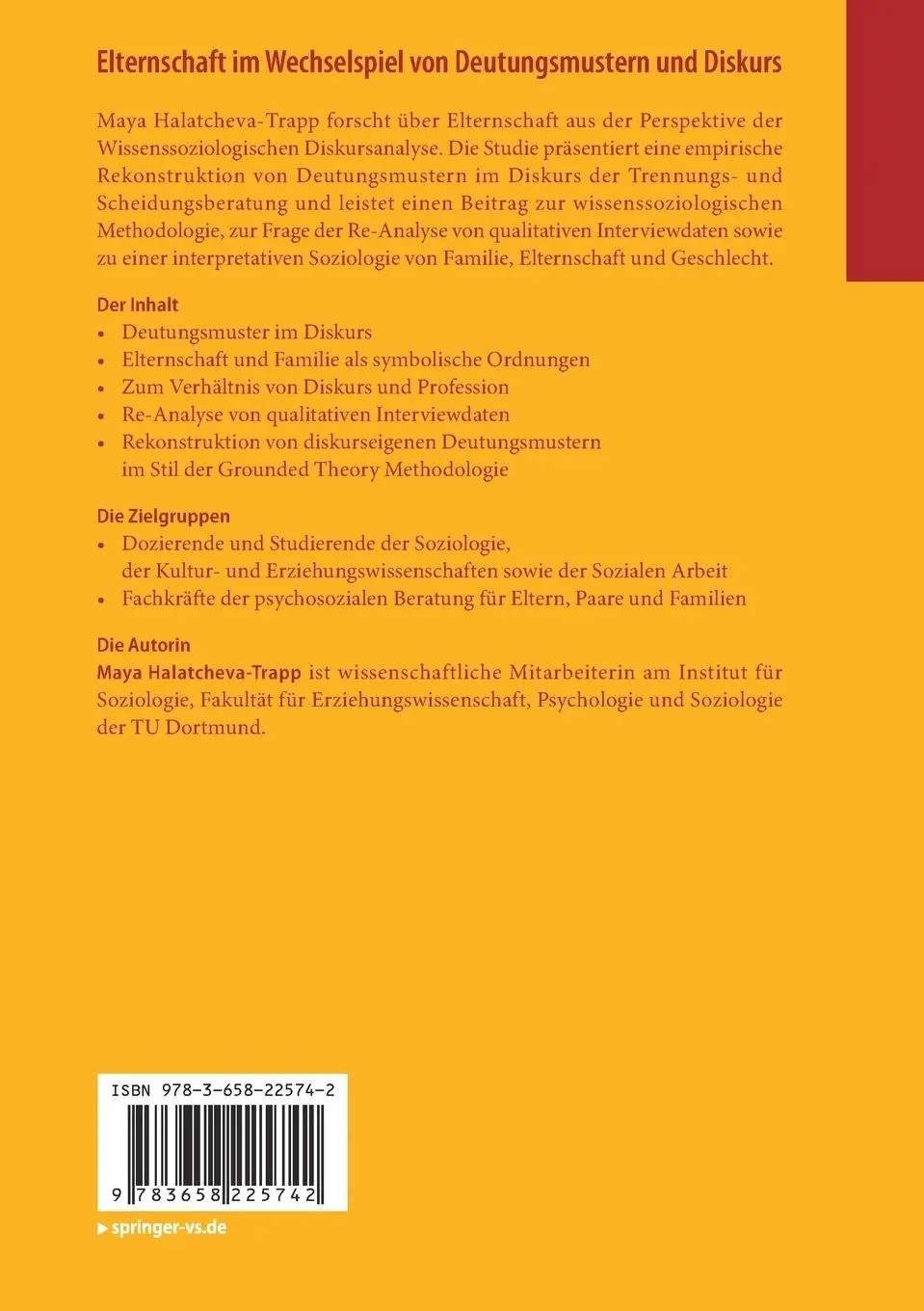 Rückseite: 9783658225742 | Elternschaft im Wechselspiel von Deutungsmustern und Diskurs | Buch
