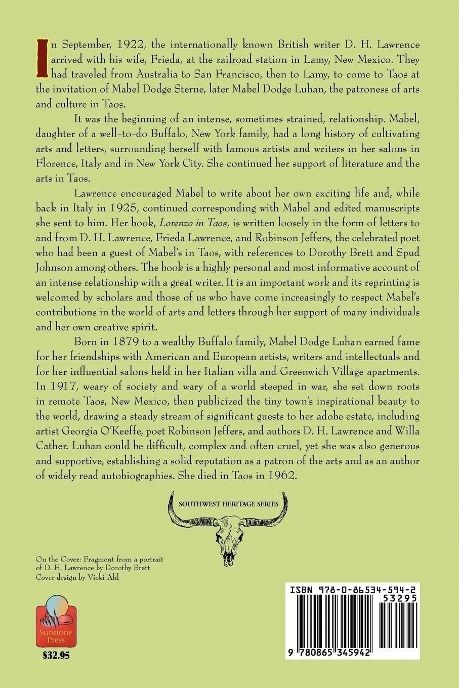 Rückseite: 9780865345942 | Lorenzo in Taos | D. H. Lawrence and Mabel Dodge Luhan | Luhan | Buch