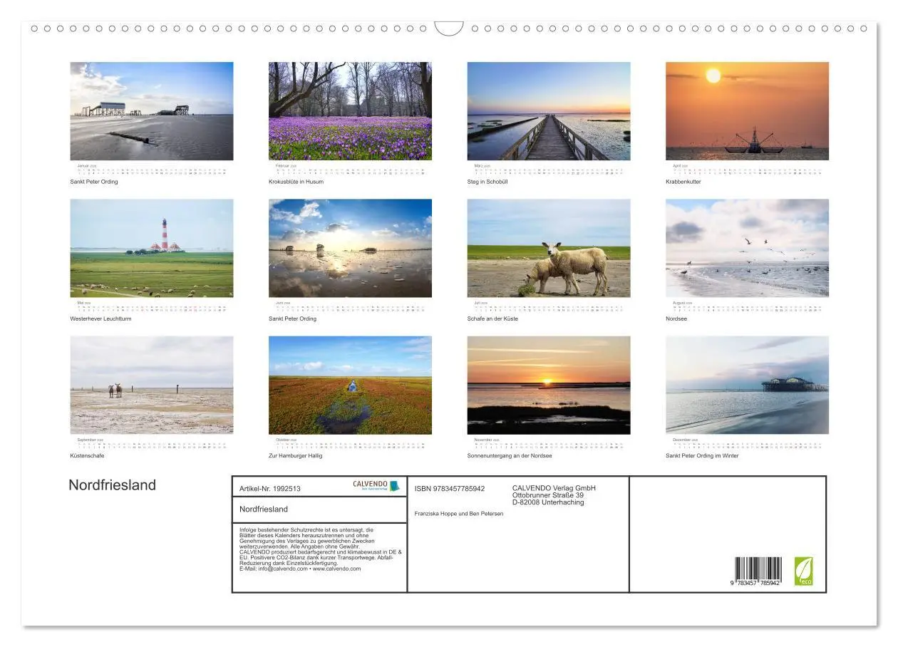 Bild: 9783457785942 | Nordfriesland (Wandkalender 2026 DIN A2 quer), CALVENDO Monatskalender