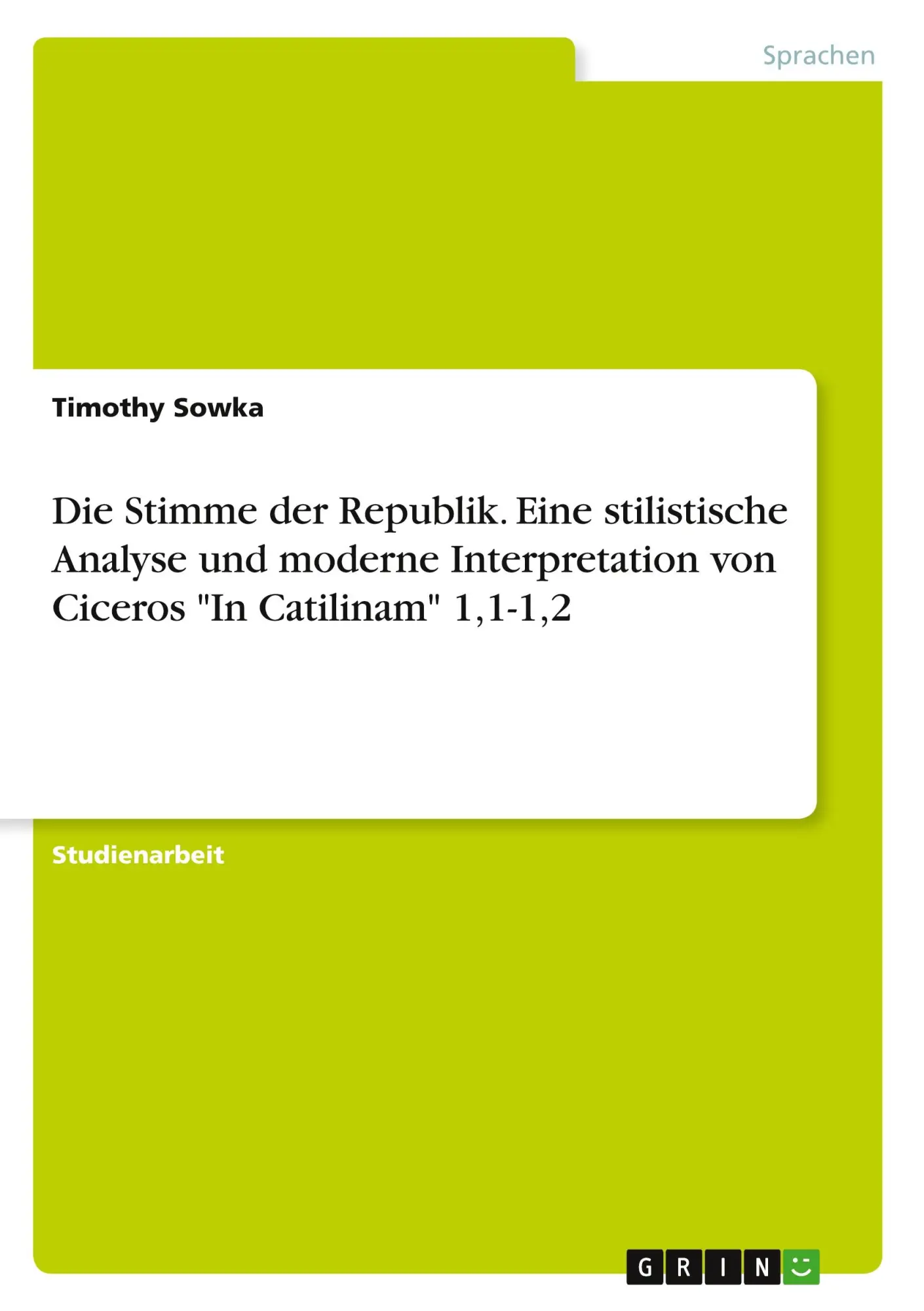 Cover: 9783389116142 | Die Stimme der Republik. Eine stilistische Analyse und moderne...