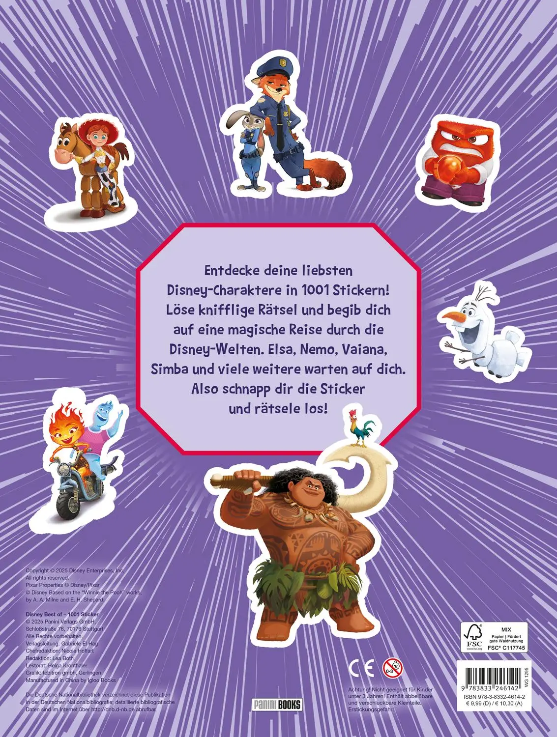 Rückseite: 9783833246142 | Disney Best of: 1001 Sticker - Stickern - Rätseln - Ausmalen | Buch
