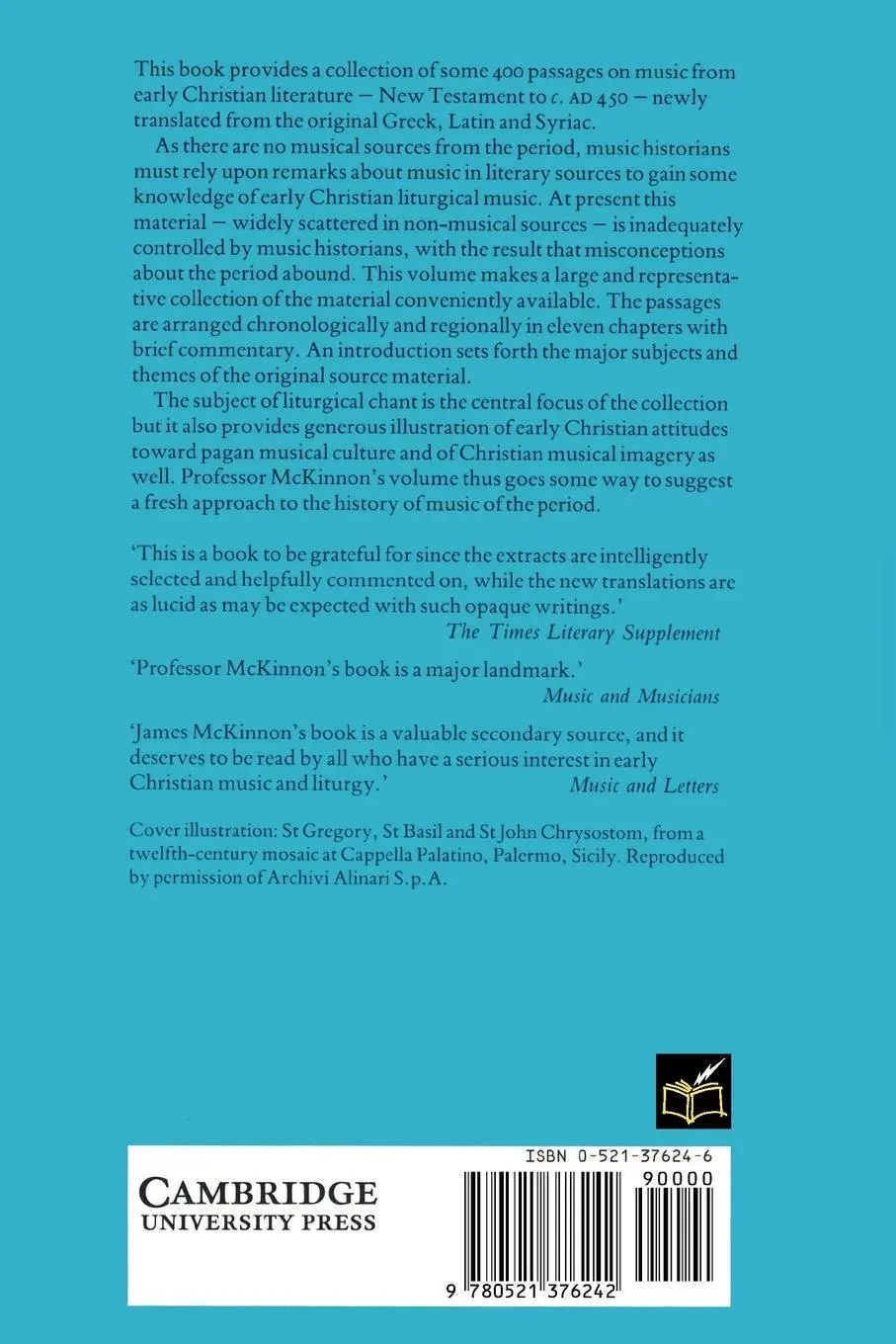 Rückseite: 9780521376242 | Music in Early Christian Literature | James W. McKinnon | Taschenbuch