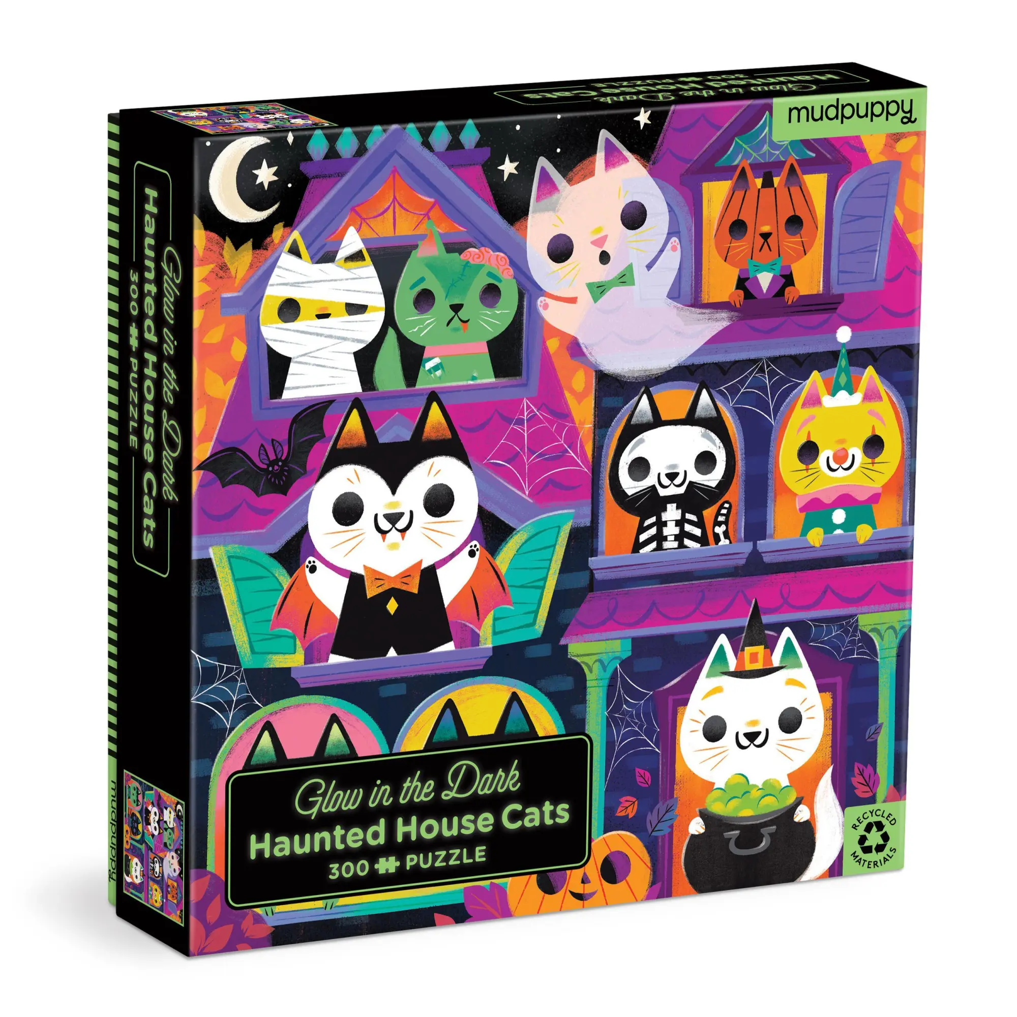 Cover: 9780735386242 | Haunted House Cats 300 Piece Glow in the Dark Puzzle | Mudpuppy | 2026