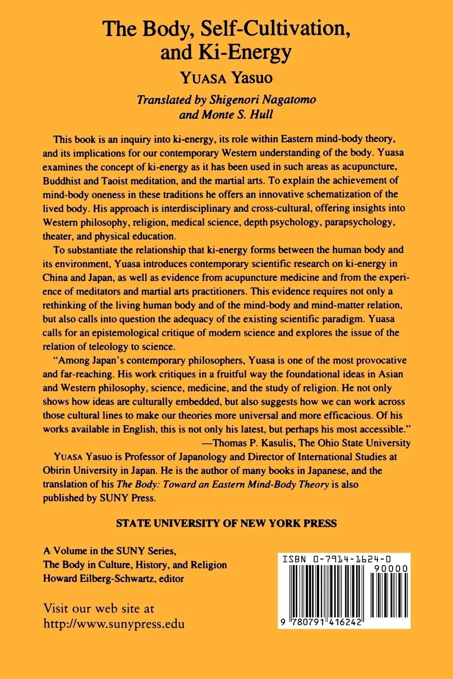 Rückseite: 9780791416242 | The Body, Self-Cultivation, and Ki-Energy | Yasuo Yuasa | Taschenbuch