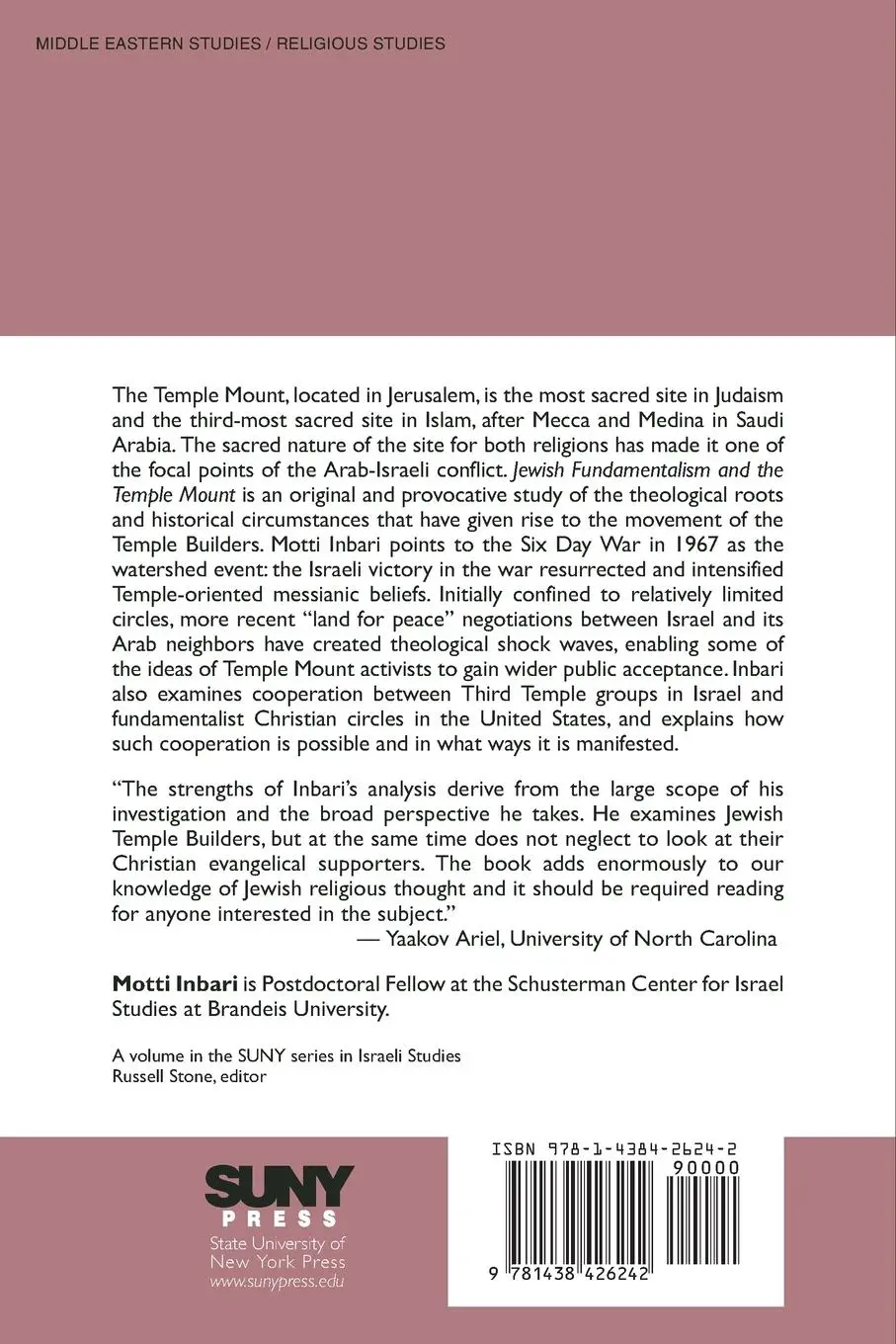 Rückseite: 9781438426242 | Jewish Fundamentalism and the Temple Mount | Motti Inbari | Buch
