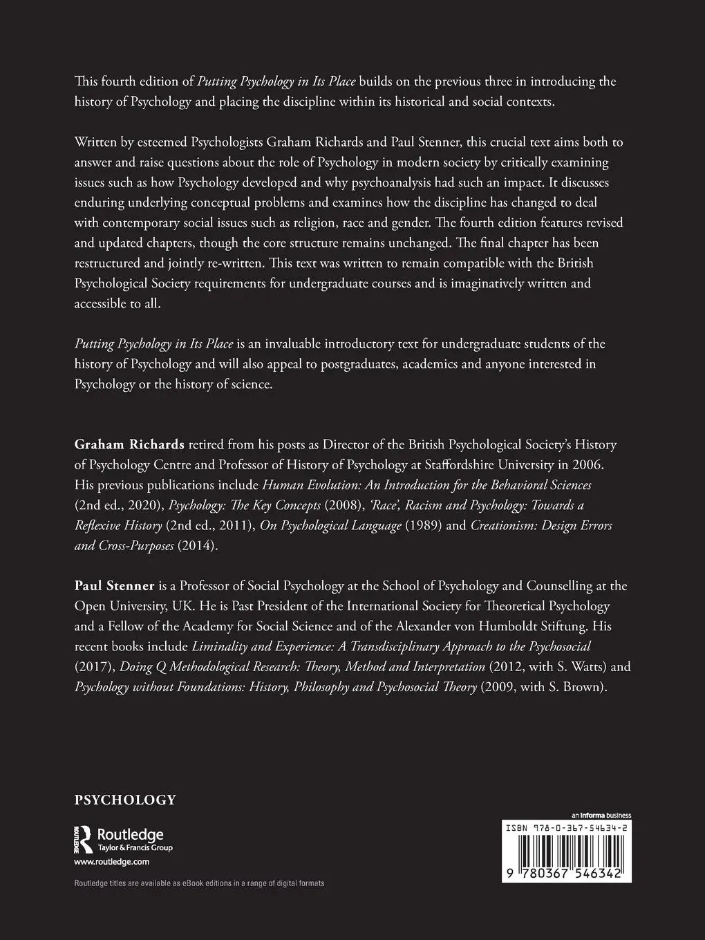 Rückseite: 9780367546342 | Putting Psychology in its Place | Critical Historical Perspectives