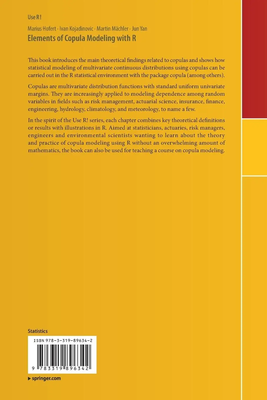 Rückseite: 9783319896342 | Elements of Copula Modeling with R | Marius Hofert (u. a.) | Buch | x