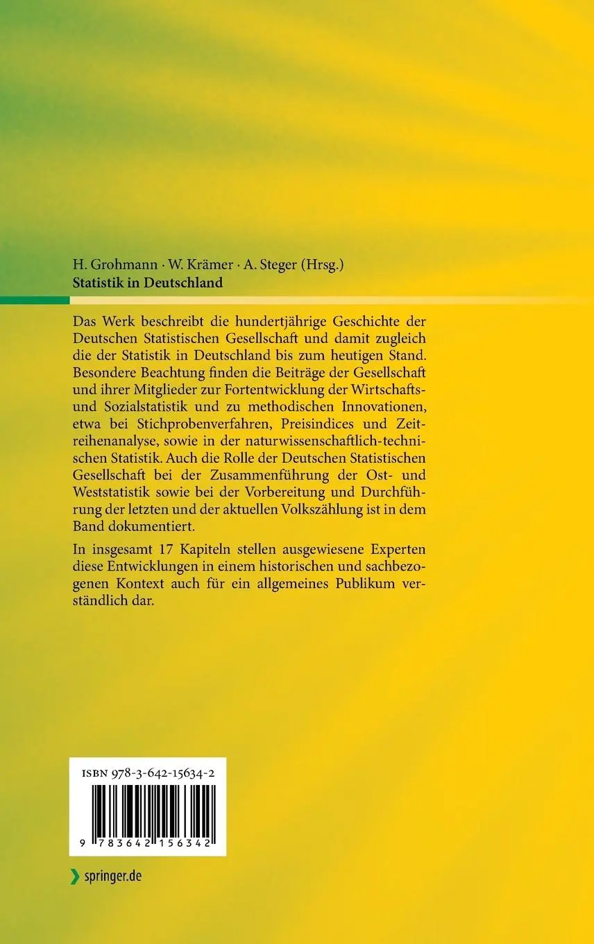 Rückseite: 9783642156342 | Statistik in Deutschland | Heinz Grohmann (u. a.) | Buch | xiv | 2010