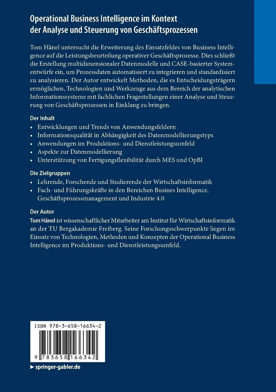 Rückseite: 9783658166342 | Operational Business Intelligence im Kontext der Analyse und...