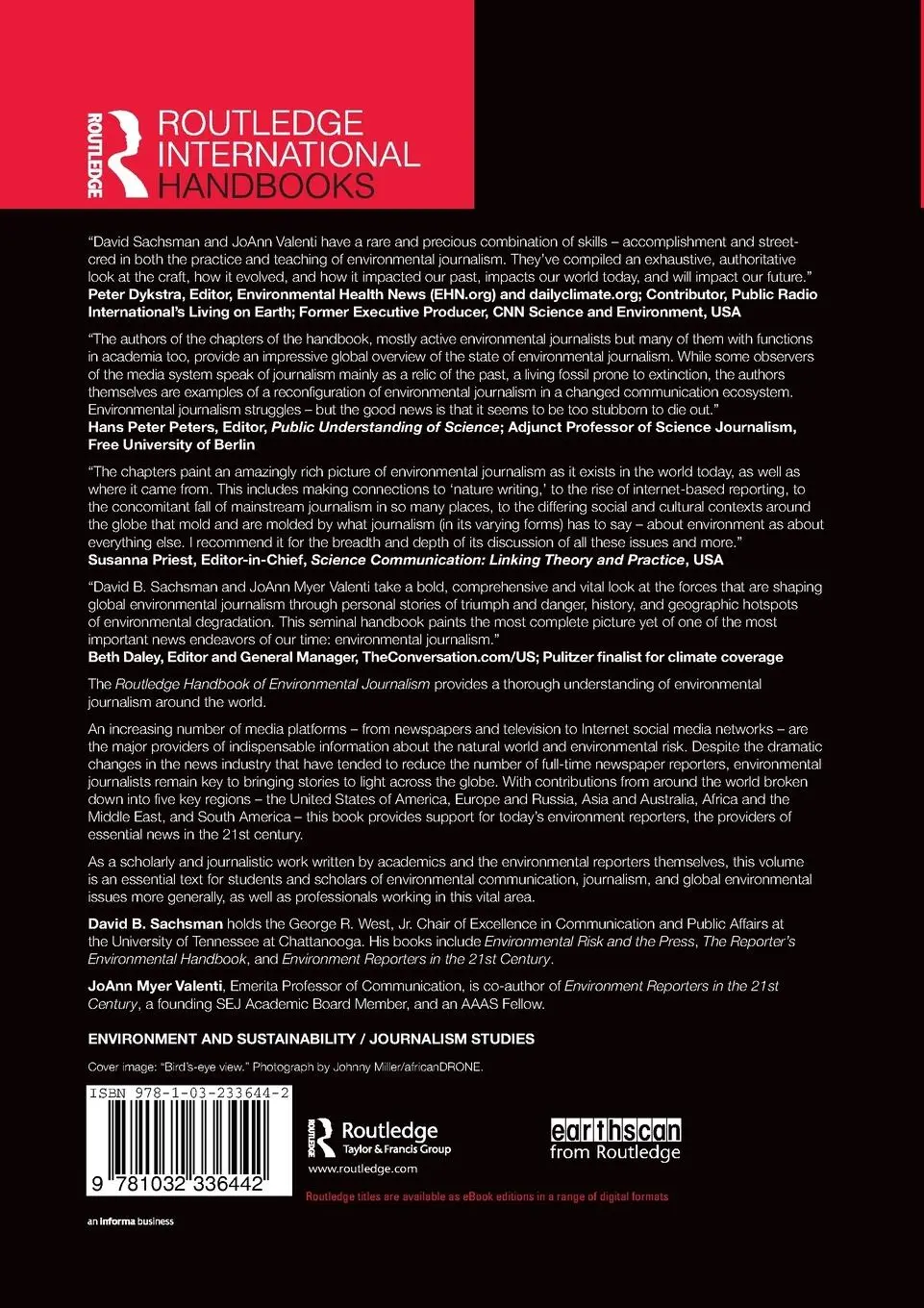 Rückseite: 9781032336442 | Routledge Handbook of Environmental Journalism | Sachsman (u. a.)