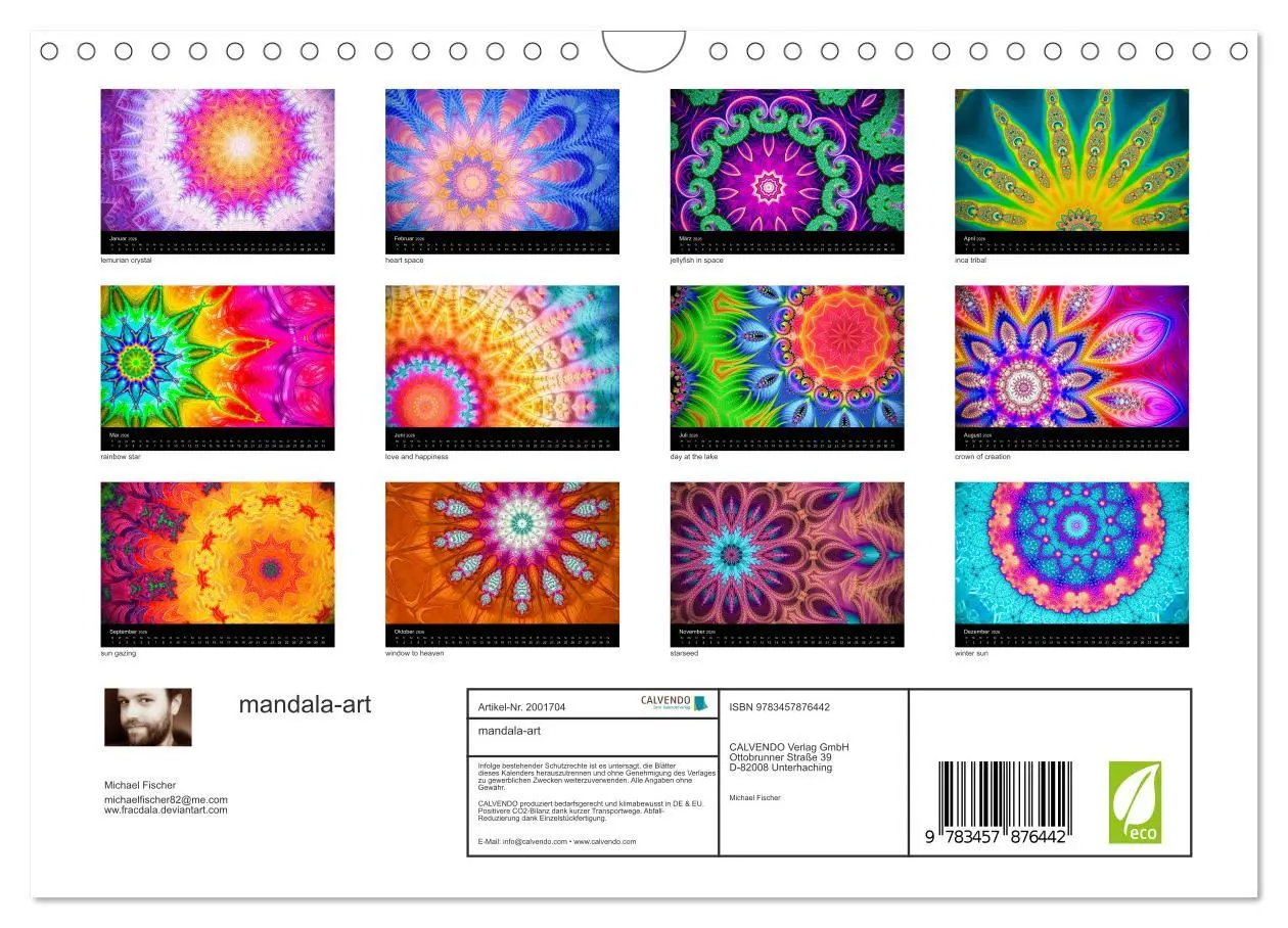 Bild: 9783457876442 | mandala-art (Wandkalender 2026 DIN A4 quer), CALVENDO Monatskalender