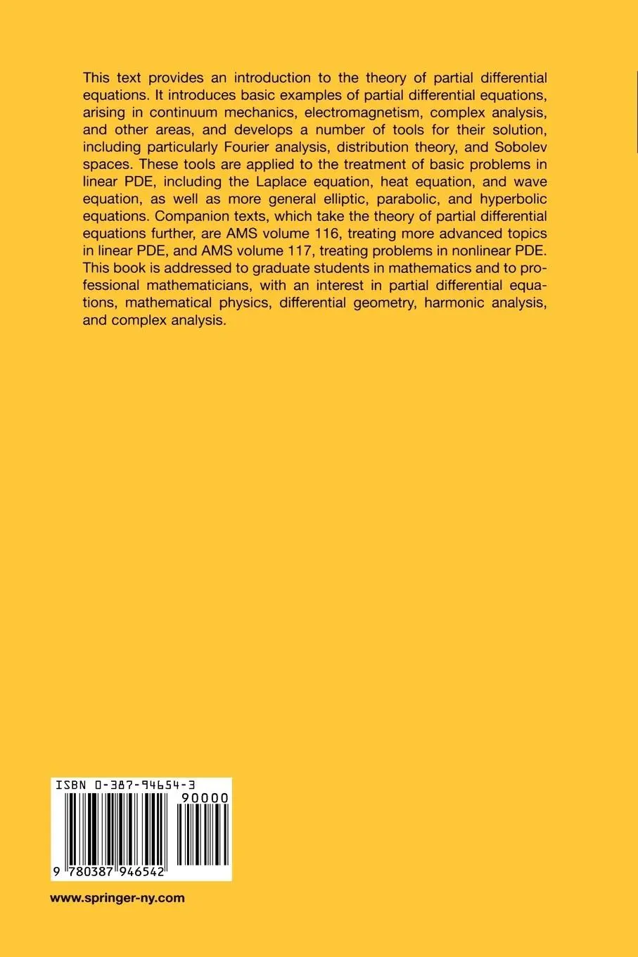 Rückseite: 9780387946542 | Partial Differential Equations | Basic Theory | Michael E. Taylor