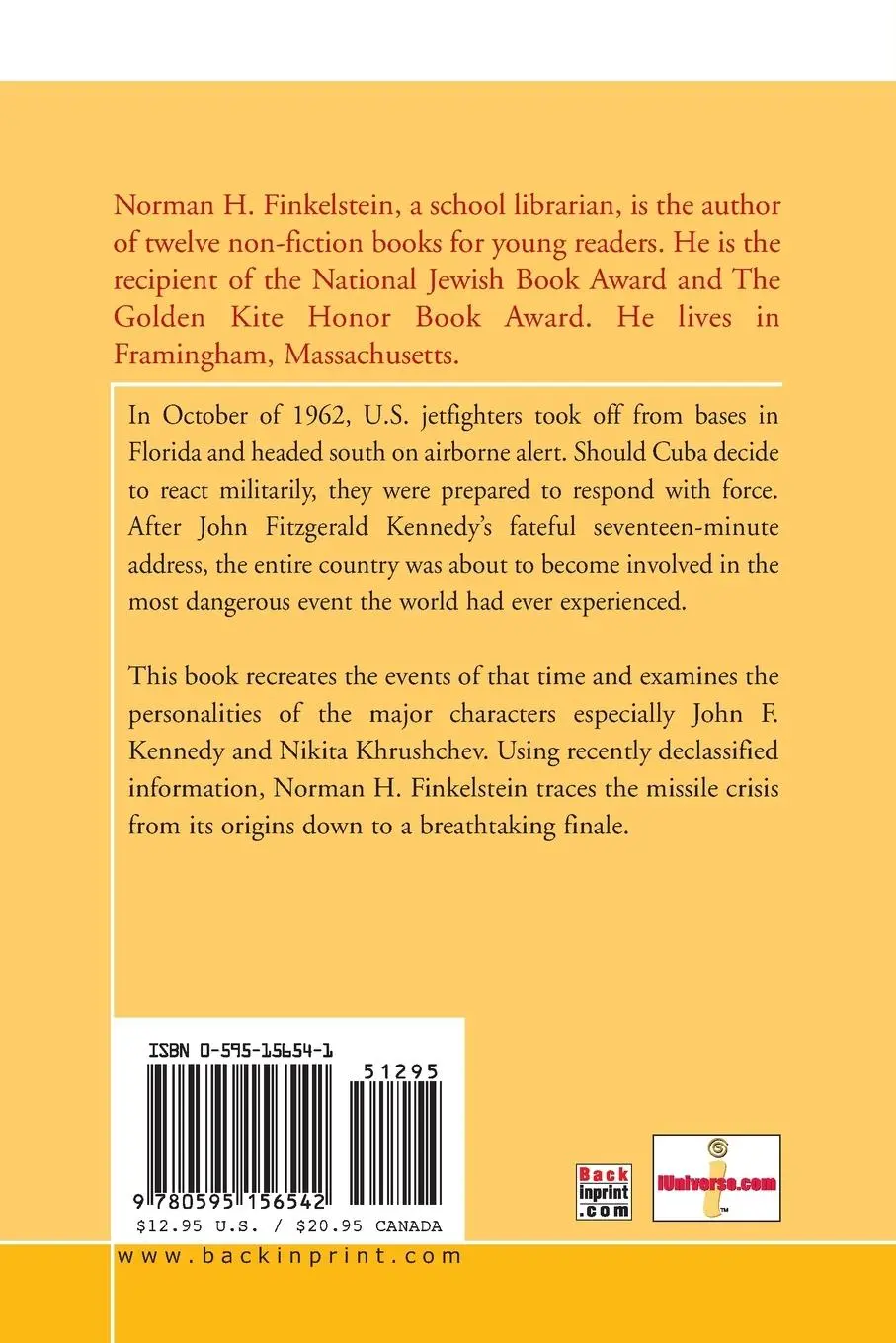 Rückseite: 9780595156542 | Thirteen Days/Ninety Miles | The Cuban Missile Crisis | Finkelstein