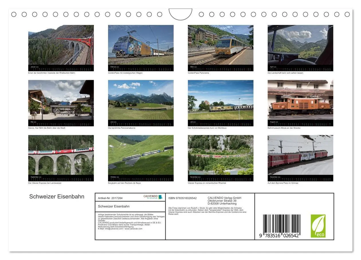 Bild: 9783516026542 | Schweizer Eisenbahn (Wandkalender 2026 DIN A4 quer), CALVENDO...