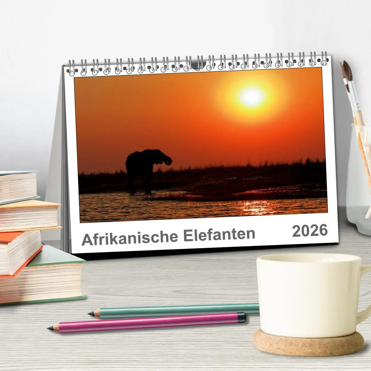 Bild: 9783516196542 | Afrikanische Elefanten (Tischkalender 2026 DIN A5 quer), CALVENDO...