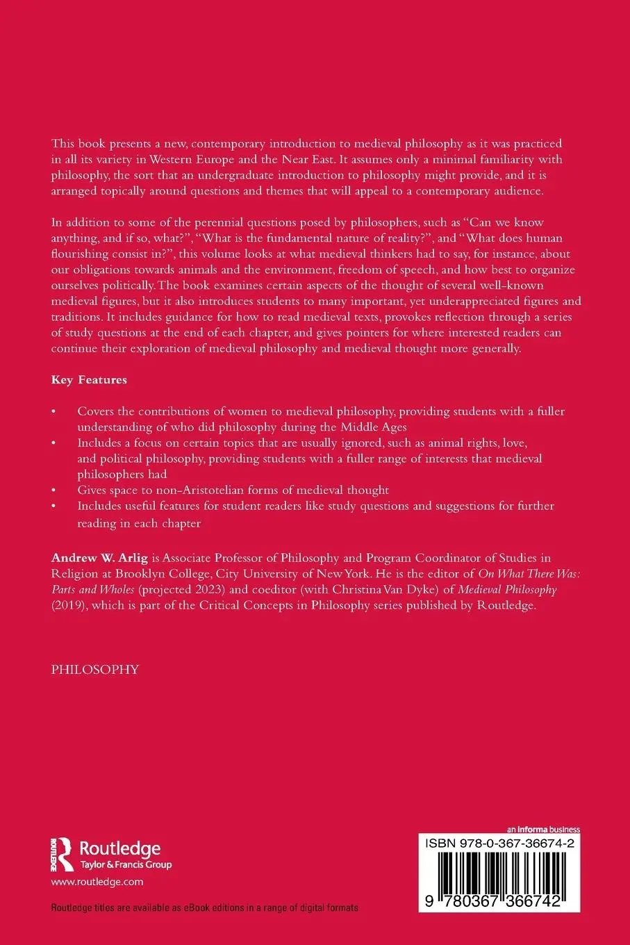 Rückseite: 9780367366742 | Medieval Philosophy | A Contemporary Introduction | Andrew W Arlig