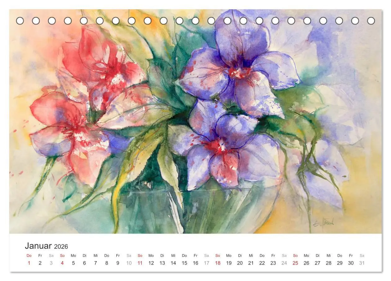 Bild: 9783516006742 | Blütenzauber - Aquarelle von ECKARD FUNCK (Tischkalender 2026 DIN...