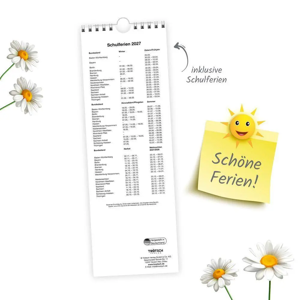 Bild: 9783988026842 | TRÖTSCH - Streifenkalender Blumen 2027 Notizkalender | KG | Kalender