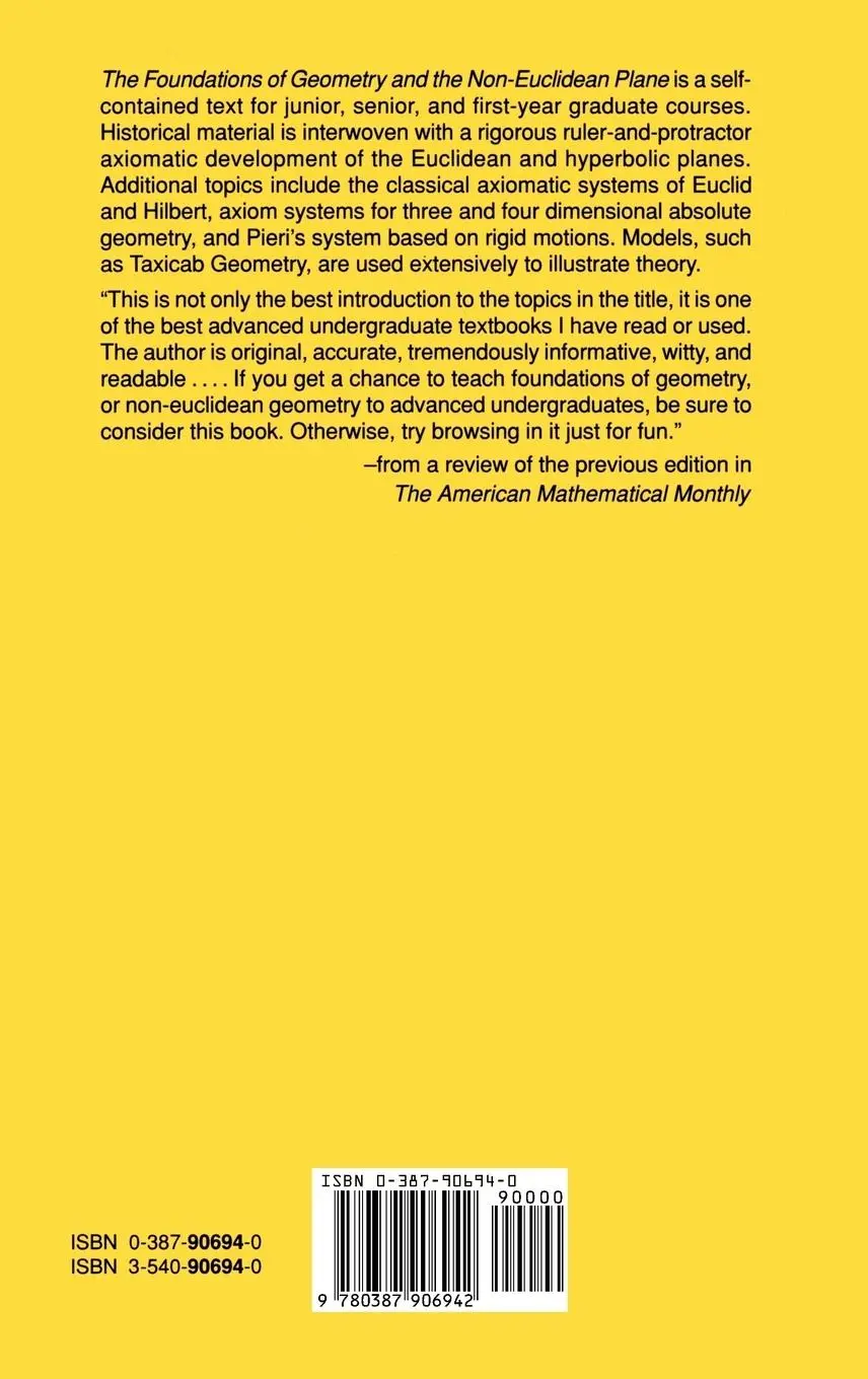 Rückseite: 9780387906942 | The Foundations of Geometry and the Non-Euclidean Plane | G. E. Martin