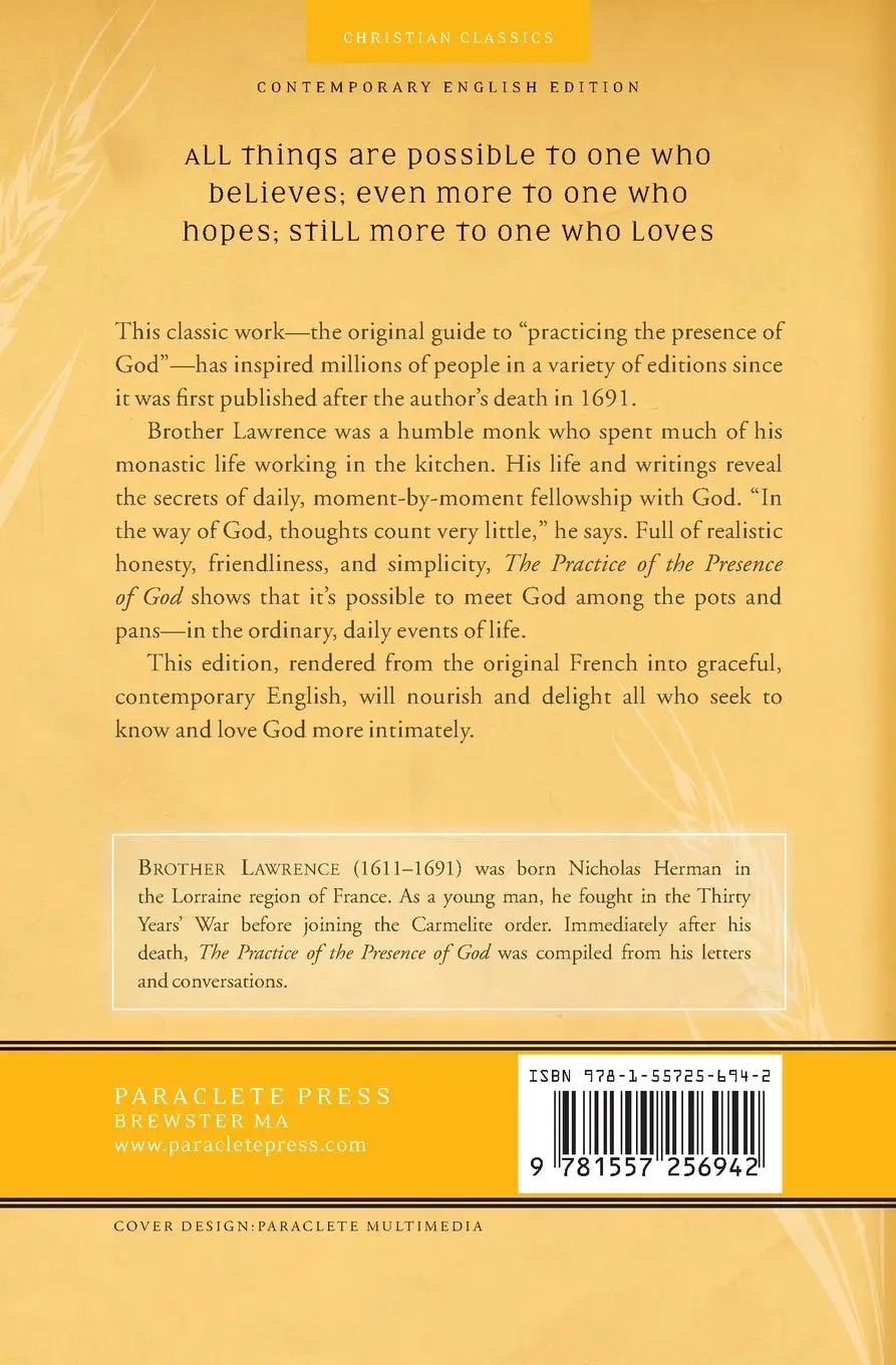 Rückseite: 9781557256942 | Practice of the Presence of God | Lawrence Brother | Taschenbuch