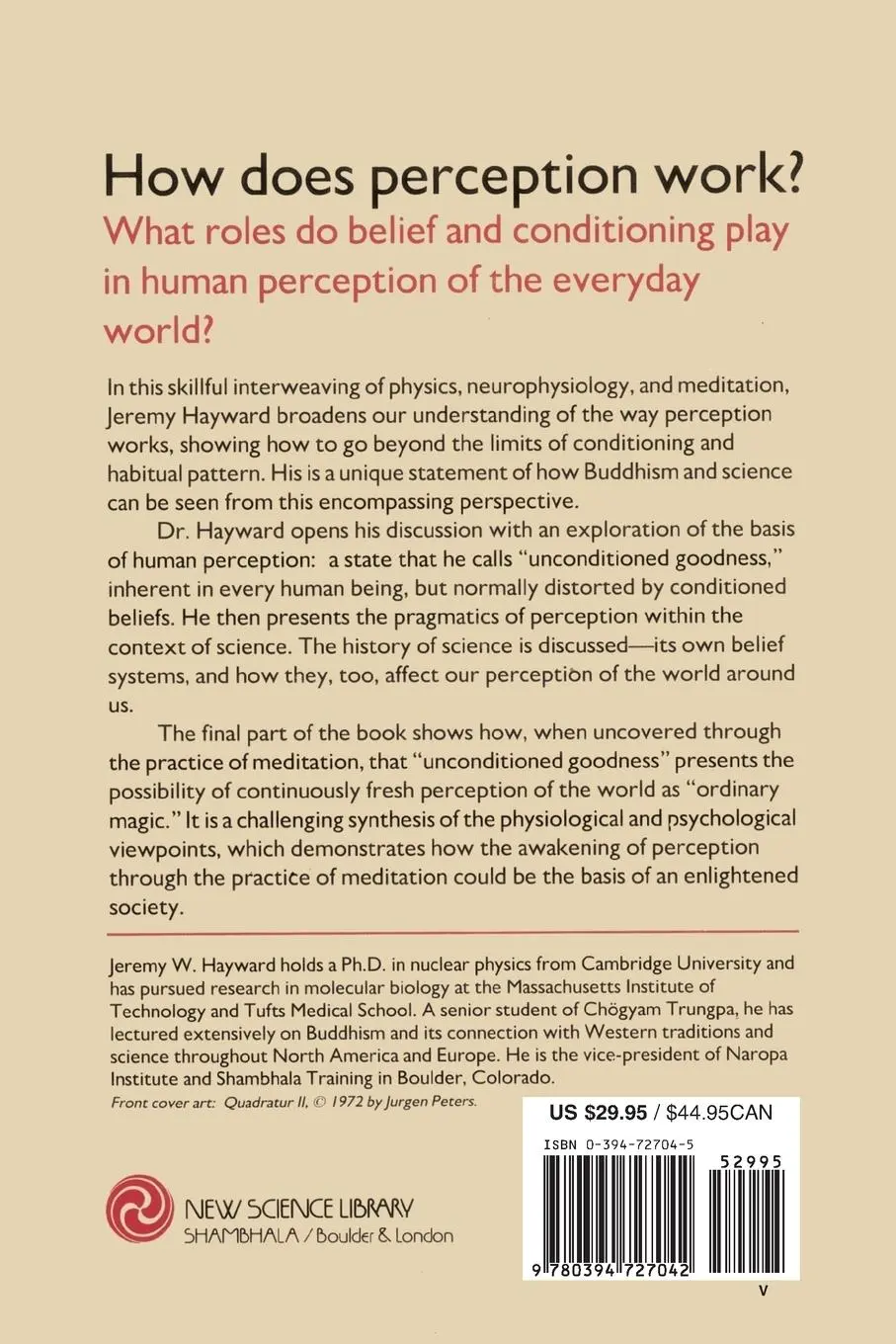 Rückseite: 9780394727042 | Perceiving Ordinary Magic | Science and Intuitive Wisdom | Hayward