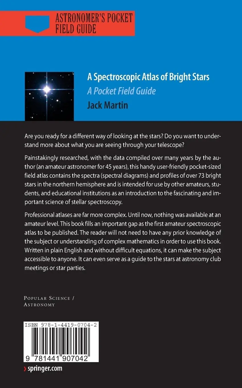 Rückseite: 9781441907042 | A Spectroscopic Atlas of Bright Stars | A Pocket Field Guide | Martin
