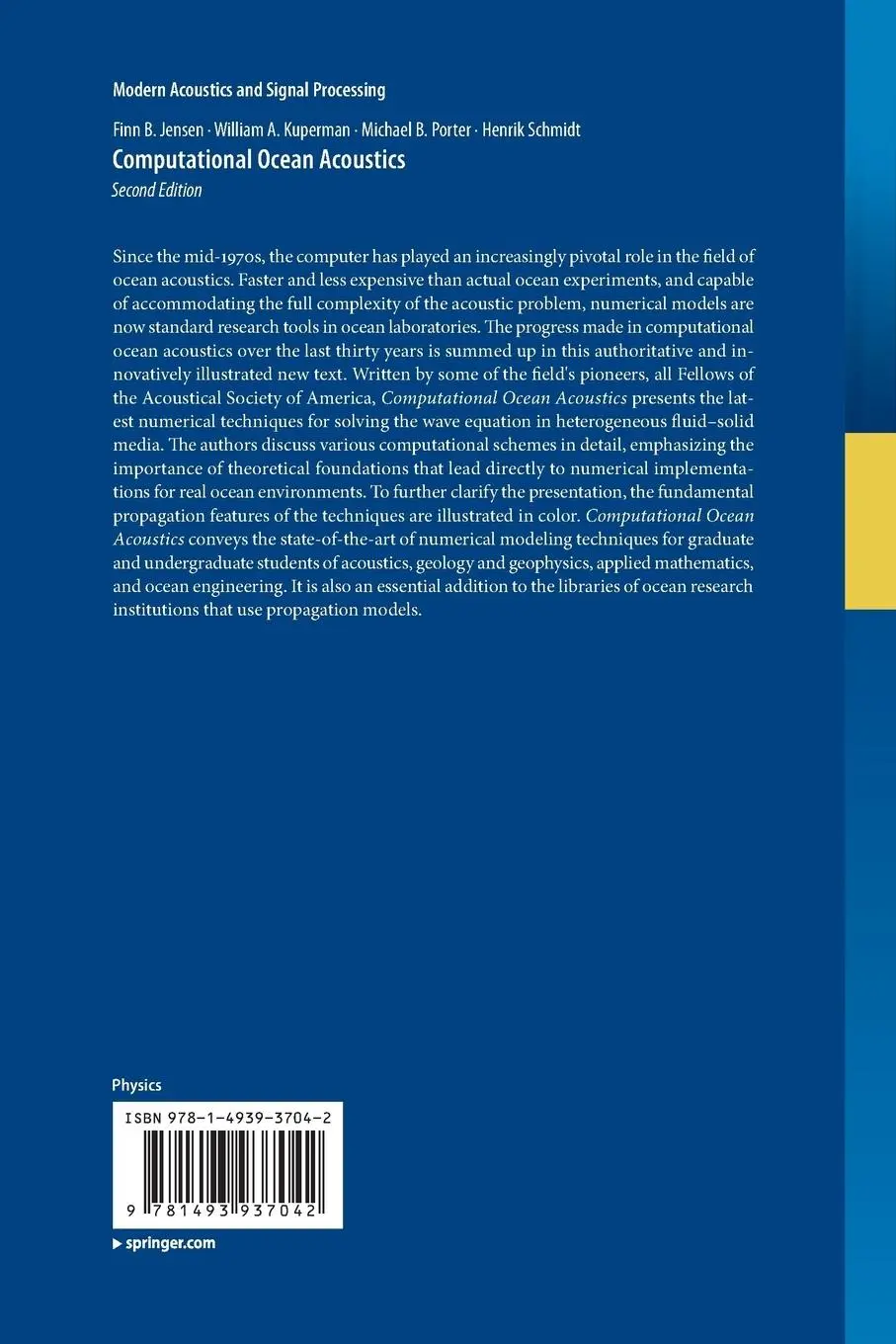 Rückseite: 9781493937042 | Computational Ocean Acoustics | Finn B. Jensen (u. a.) | Taschenbuch