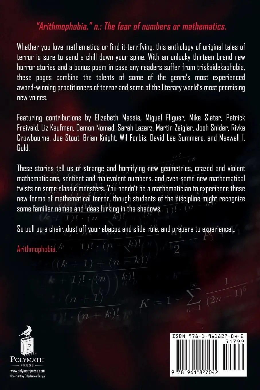Rückseite: 9781961827042 | Arithmophobia | An Anthology of Mathematical Horror | Massie (u. a.)