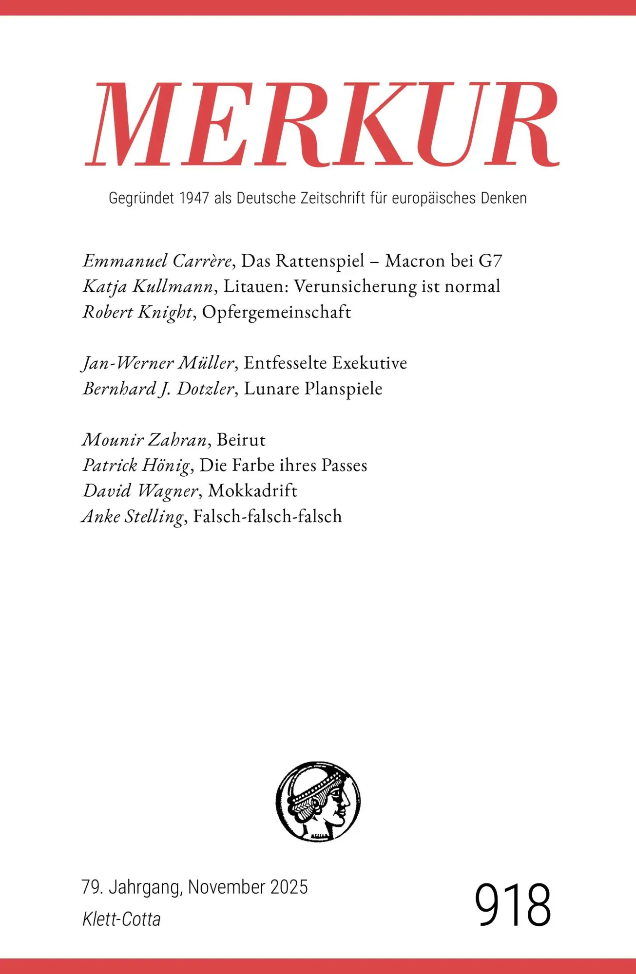 Cover: 9783608977042 | MERKUR 11/2025, Jg.79 | Nr. 918, Heft 11, November 2025 | Taschenbuch